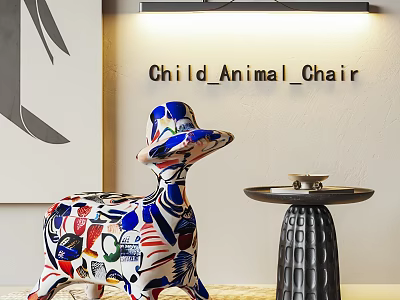 Colorful Child Animal Shaped Stool Design For Kids Room Interior Decor 3d model