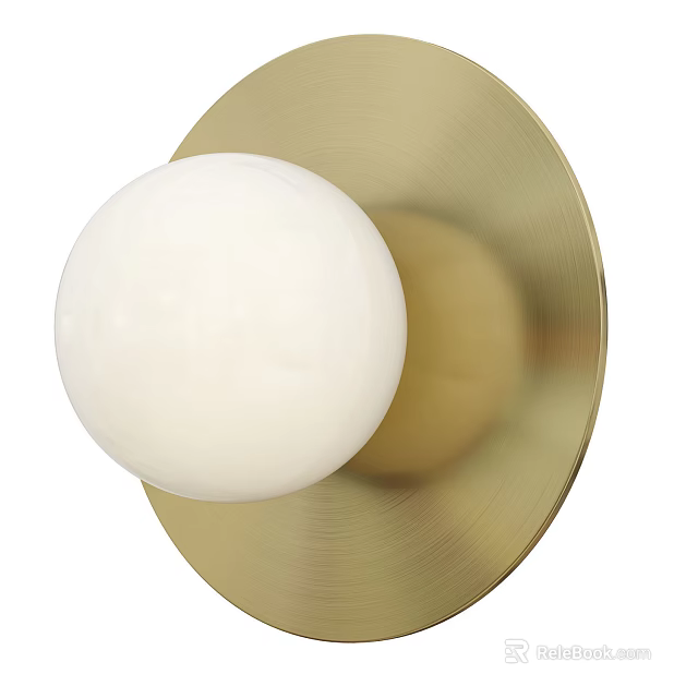 Modern Wall Light With White Spherical Shade And Golden Base For Contemporary Home Decor 3d model 