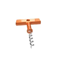 Orange T Handle Corkscrew Tool With Metal Spiral For Wine Bottles