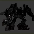 Futuristic Black Mecha Models Featuring Large And Small Robotic Designs
