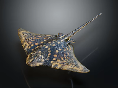 Beautiful Spotted Flat Bodied Long Tailed Marine Stingray Aquatic Animal 3d model