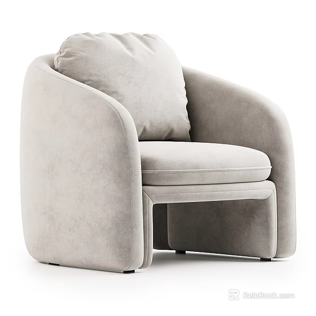 Light Gray Single Sofa With Padded Backrest Armrests And Modern Design 3d model 