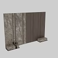 Modern Bedroom Accent Wall With Marble Texture And Wooden Panel Design 3d model