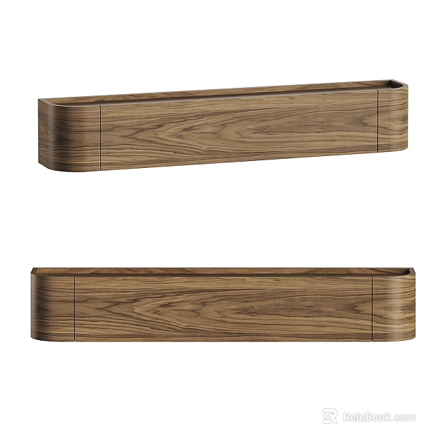 Modern Wooden TV Stand with Natural Grain Finish and Sleek Floating Design 3d model 