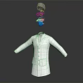Stylish White Coat Outfit With Hat Glasses And Protective Mask Accessories