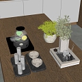 Modern Ornaments Combination Green Plant Book Tea Set Cup 3d model