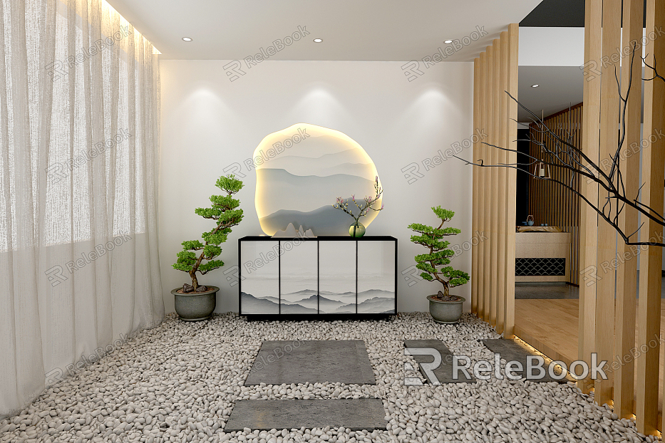 New Chinese style entrance background wall model