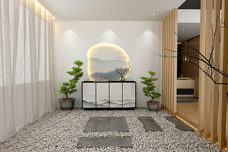 New Chinese style entrance background wall 3d model