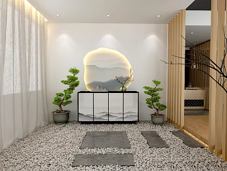 New Chinese style entrance background wall 3d model