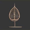 Modern Copper Hanging Swing Chair With Woven Net And Circular Base