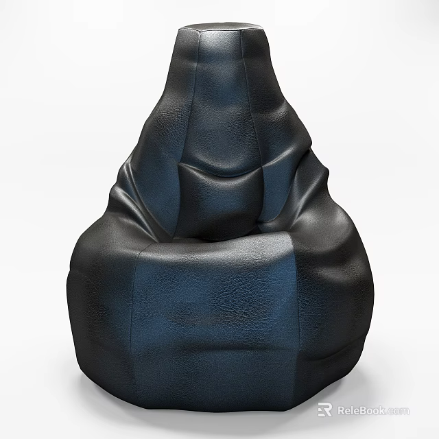 Black Leather Lazy Sofa with Modern Minimalist Design and Comfortable Seating 3d model 