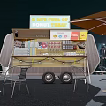 Modern Donut Food Truck With String Lights Display Window And Outdoor Seating