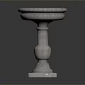 Elegant Carved Stone Decorative Basin With Ornate Pedestal And Round Rim