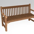 Wooden Outdoor Leisure Bench With Slatted Backrest And Armrests Design