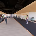 Spacious Gym Interior With People Exercising On Treadmills Using Fitness Ball And Equipment