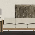 Quiet three-person sofa multi-person sofa table lamp decorative painting 3d model