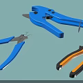 High Quality Industrial Pliers With Blue And Yellow Handles For Workshop Applications 3d model