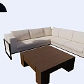 Modern Living Room Interior With Light Sofa Dark Coffee Table And Floor Lamp