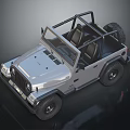 Silver Open Top Off Road Jeep With Black Frame And Spare Tire