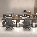 Modern Industrial Solid Wood Office Desks With Partitions For Spacious Open Plan Team Workplace