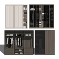 Modern Wardrobe Designs With Glass Door Panels Wooden Frames Hanging Rails And Storage Shelves