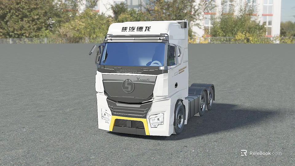 Modern Shaanxi Automobile Delong White Truck Featuring Yellow Front Accents And Cab Design 3d model 