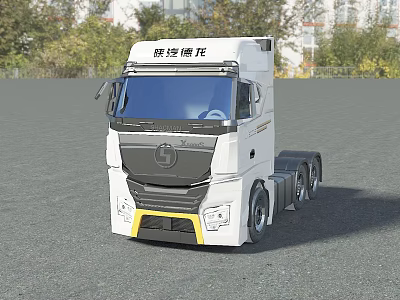 Modern Shaanxi Automobile Delong White Truck Featuring Yellow Front Accents And Cab Design 3d model