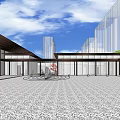 Modern Garden Landscape Design With Trees Greenery Pathways And Pavilion Structures