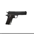 Vintage Pistol Featuring Silver Metal Body And Dark Wooden Grip On Gray Background