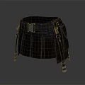 Brown Leather Utility Skirt With Belt Metal Buckle And Functional Pockets