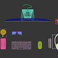 Desktop Computer Setup With Monitor Scenic Screen Keyboard Mouse Camera Coffee Cup Eyeglasses And Phone