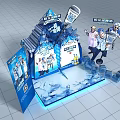 Harbin Beer Promotional Display Stand With Blue Ice Theme And Character Cutouts