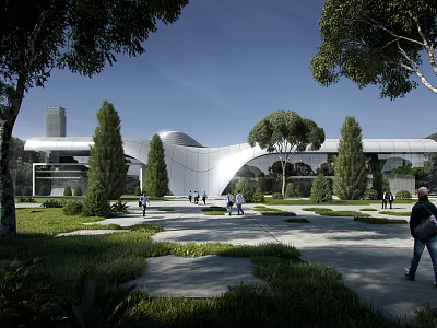 Modern Museum Architecture Museum People View 3d model