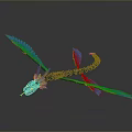 Blue Winged Dragon Mythical Creature With Colorful Head And Scaled Body