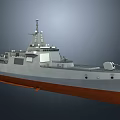 Modern Warship Exterior With Gray And Orange Hull And Number 101 On Deck