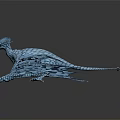 Blue Scaled Flying Dragon With Extended Wings In Flight Pose Against Dark Background With Reflection