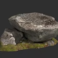 Natural Stacked Stones With Green Moss In Outdoor Garden Scene Design