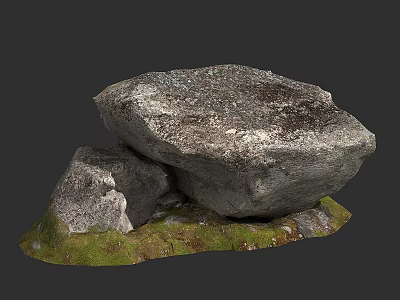 Natural Stacked Stones With Green Moss In Outdoor Garden Scene Design 3d model