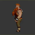 Strong Fantasy Warrior Character 3D Model With Red Hair Beard And Leather Shoulder Armor