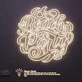 Stylish Beach Party Themed Neon Light Combination with Curved Lettering Design