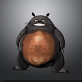 Cute Round Brown Cartoon Character 3D Model With Glowing Belly 3d model