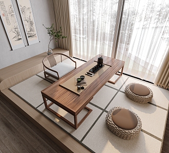 New Chinese Tea Table and Chair Tatami Tea Table and Chair 3d model