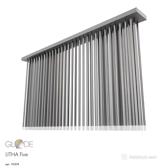 Modern Linear Chandelier Design With Vertical Metal Strips For Interior Decoration 3d model 