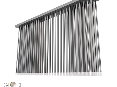 Modern Linear Chandelier Design With Vertical Metal Strips For Interior Decoration 3d model