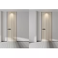 Modern Simple Style Swing Door With Wooden Texture And White Frame For Interior 3d model
