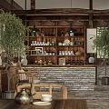 Traditional Tea House Interior With Wooden Walls Teaware And Plants
