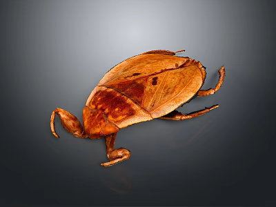 Detailed Brown Wooden Beetle Model With Realistic Body Texture And Legs 3d model