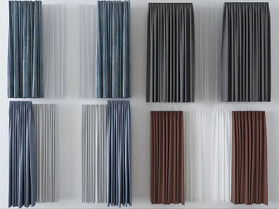 Modern Home Window Curtains In Various Colors And Styles For Interior Decor 3d model