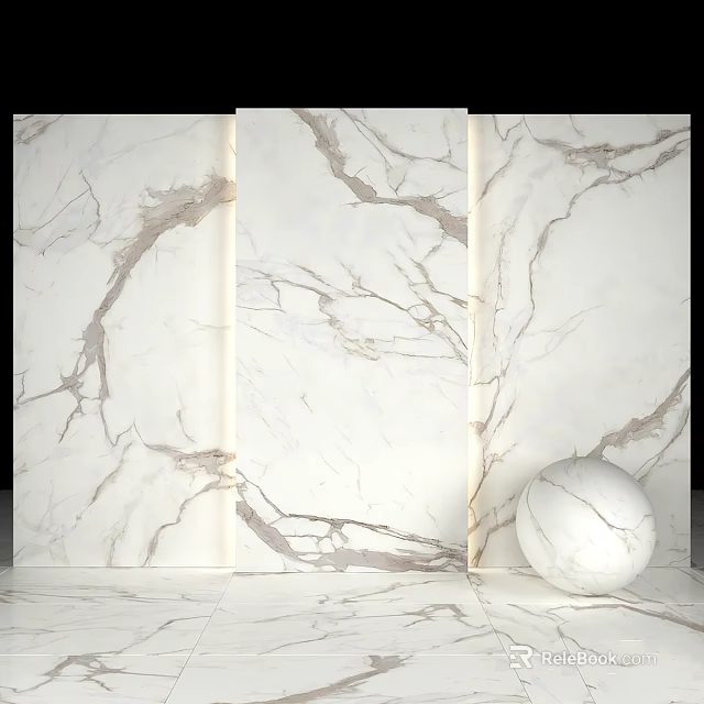 White Marble Wall Components With Natural Vein Texture And Decorative Sphere 3d model