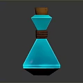 Blue Glass Decorative Bottle With Orange Cork Stopper And Brown Wrapped Band